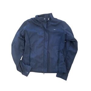 NIke Bomber Style Jacket Black Womens Small Side Zip Pocket Velcro Arm Pocket